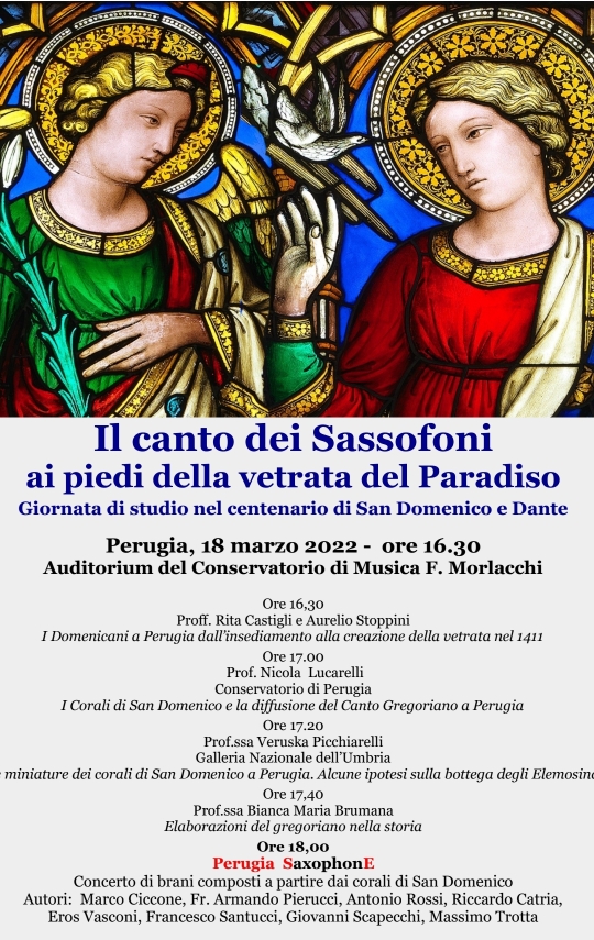 IL CANTO DEI SASSOFONI AI PIEDI DELLA VETRATA DEL PARADISO